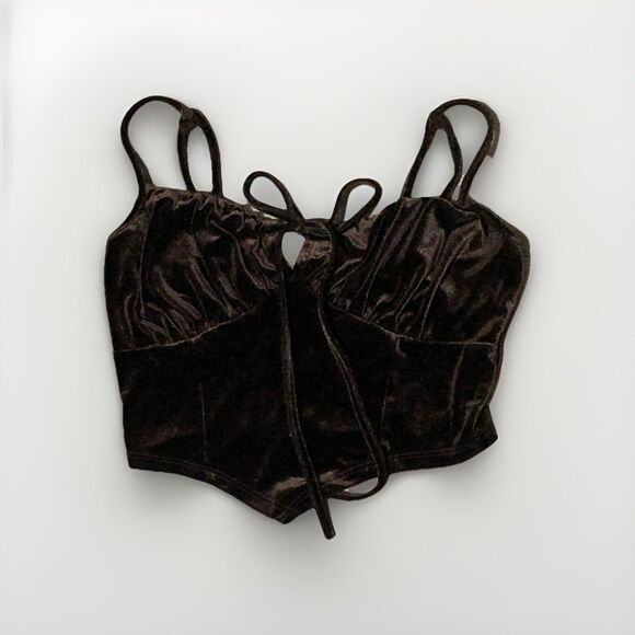 Bear Dance Brown Velvet Bustier Corset Top Small Fairycore Renaissance Y2K - Picture 1 of 4